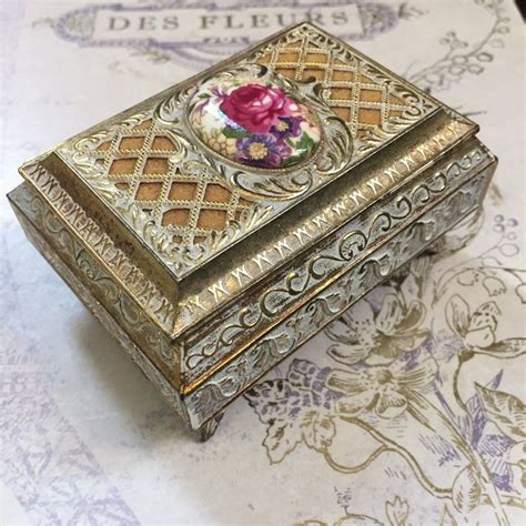 metal trinket box|brass trinkets.